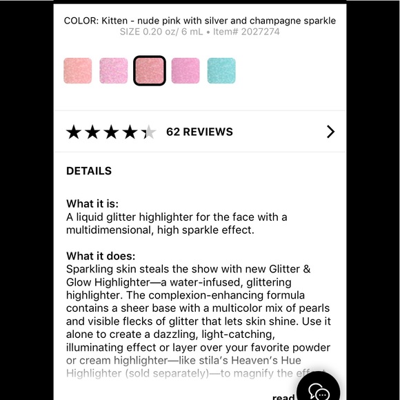 Stila Glitter & Glow highlighter/ Enlumineur 6 ml - Picture 6 of 8